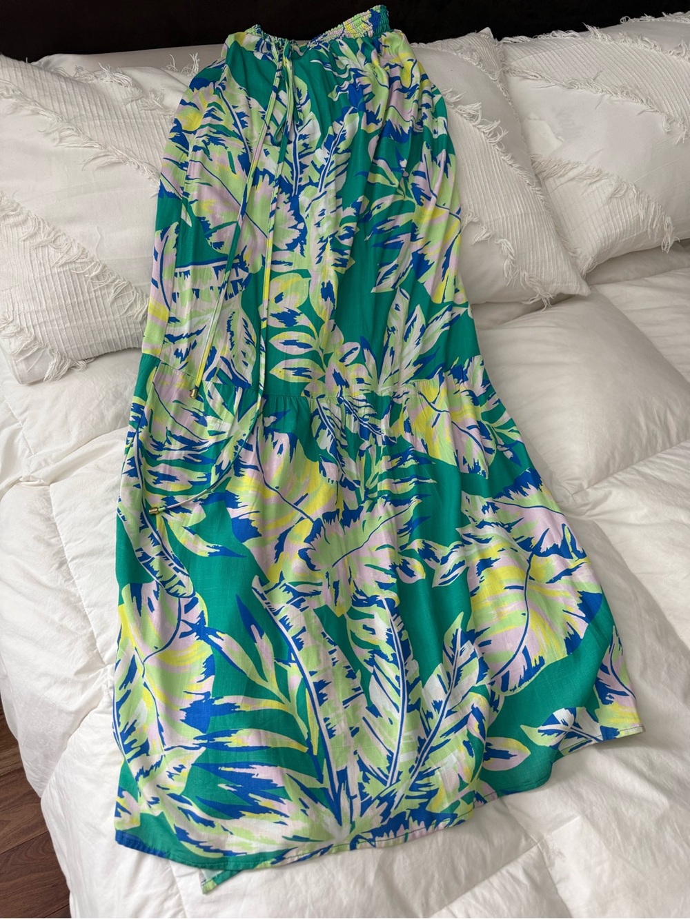 Maaji Green Tropical Print Swim Sarong Maxi